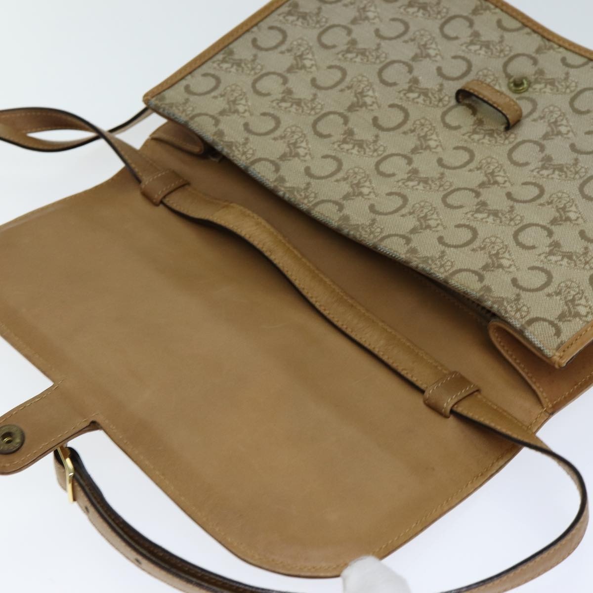 CELINE C Macadam Canvas Shoulder Bag Beige - 11