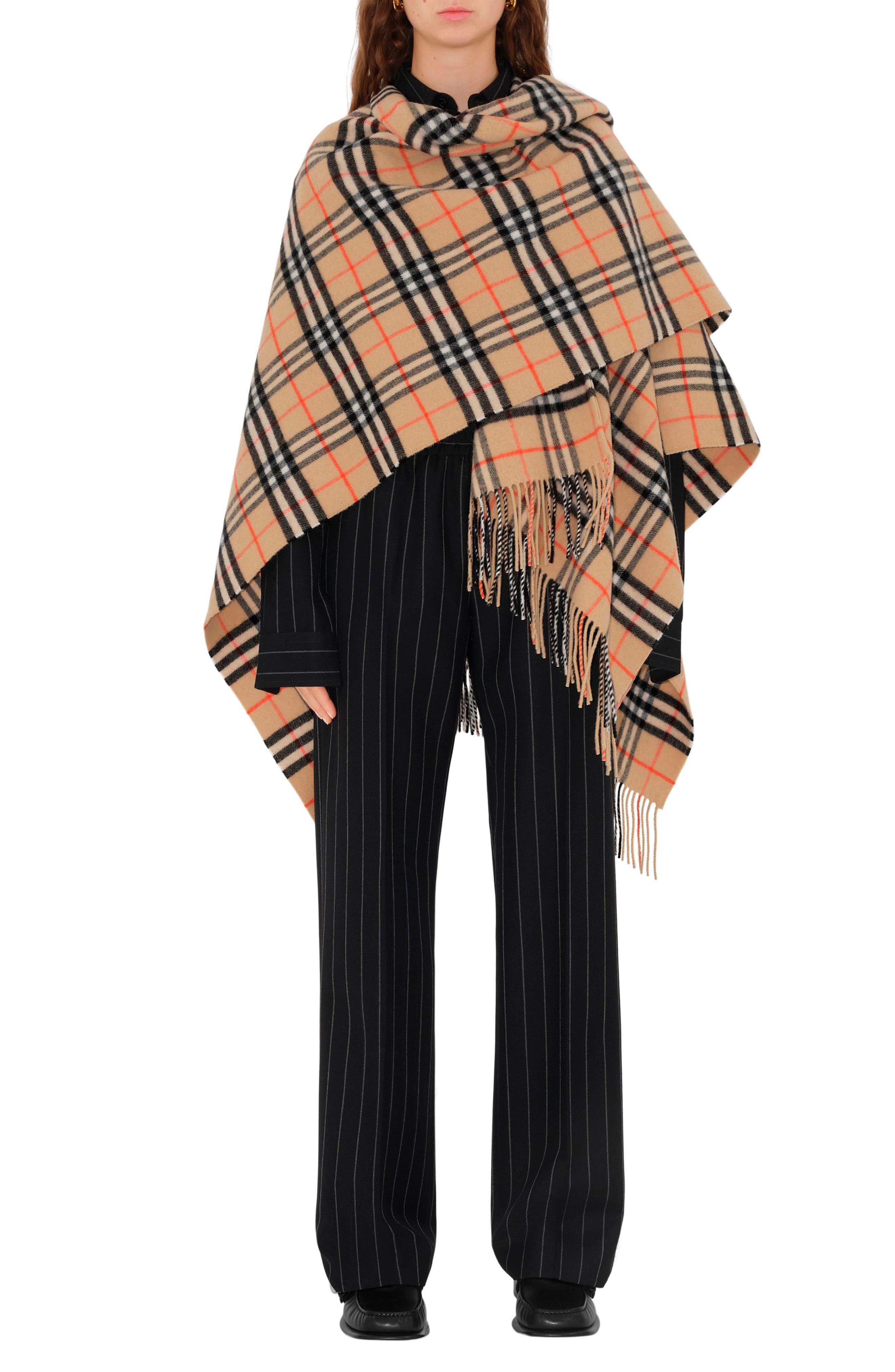 burberry Check Wool & Cashmere Cape in Sand at Nordstrom - 2