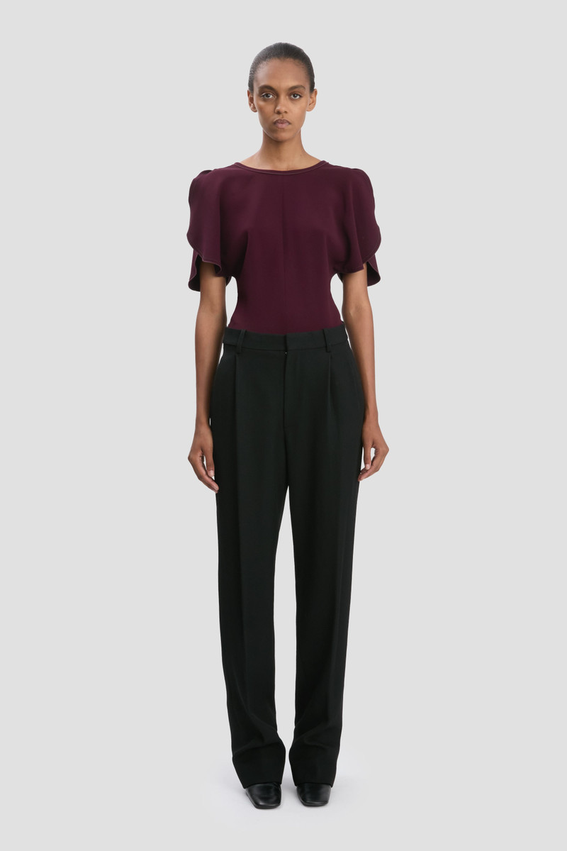 Drop-Waist Straight Leg Trouser In Black 1