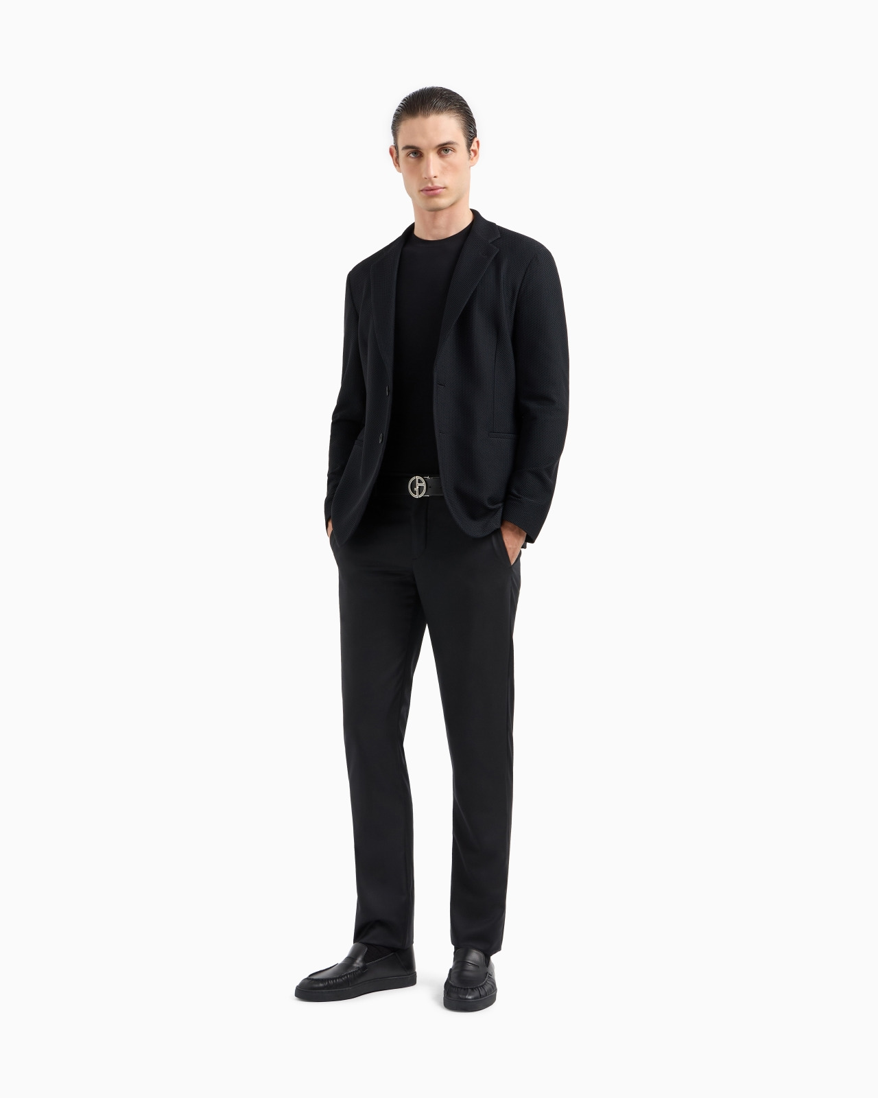 SINGLE-BREASTED JACKET IN TECHNICAL WAFFLE FABRIC - 2