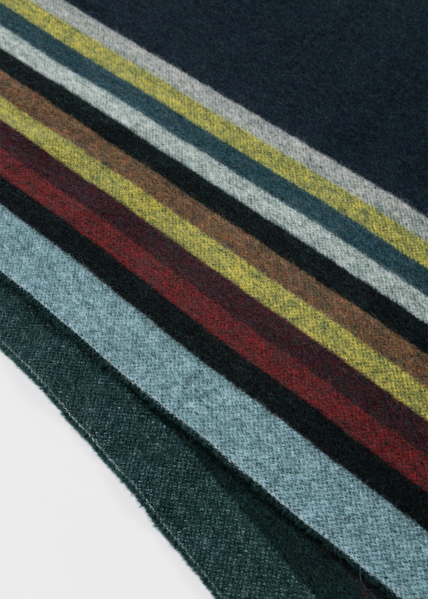 Navy Artist Stripe Edge Wool-Cashmere Blanket - 6