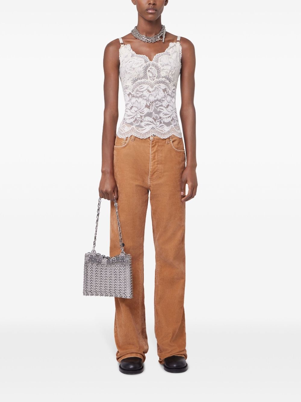 contrast-stitching straight trousers - 2