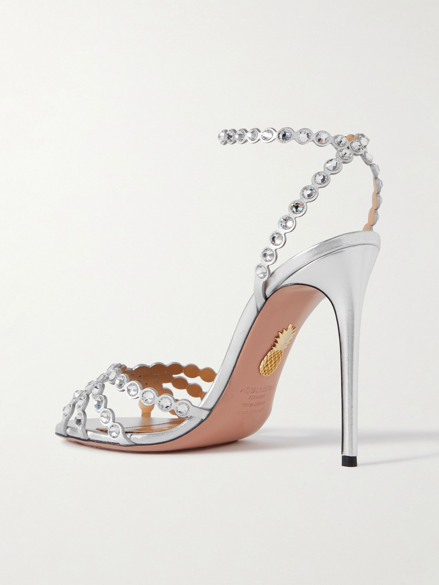 Tequila 105 crystal-embellished metallic leather sandals Silver - 3