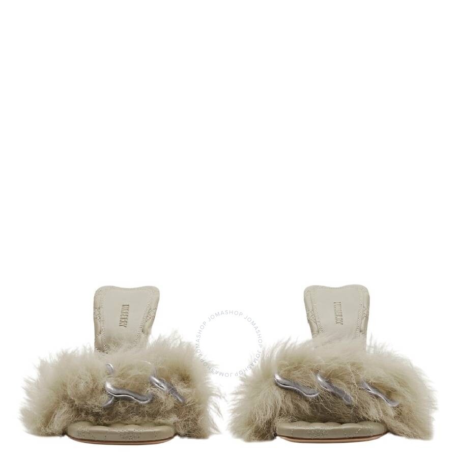 Burberry 105mm Shearling B Minnie Sandals - 4