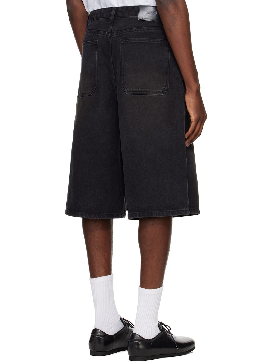 Black Drawstring Denim Shorts - 3
