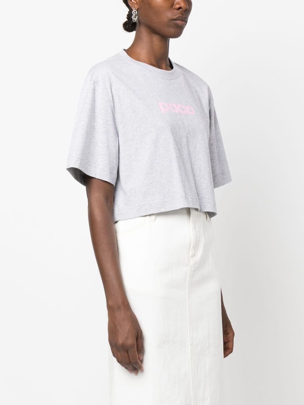 logo-print cropped T-shirt - 3