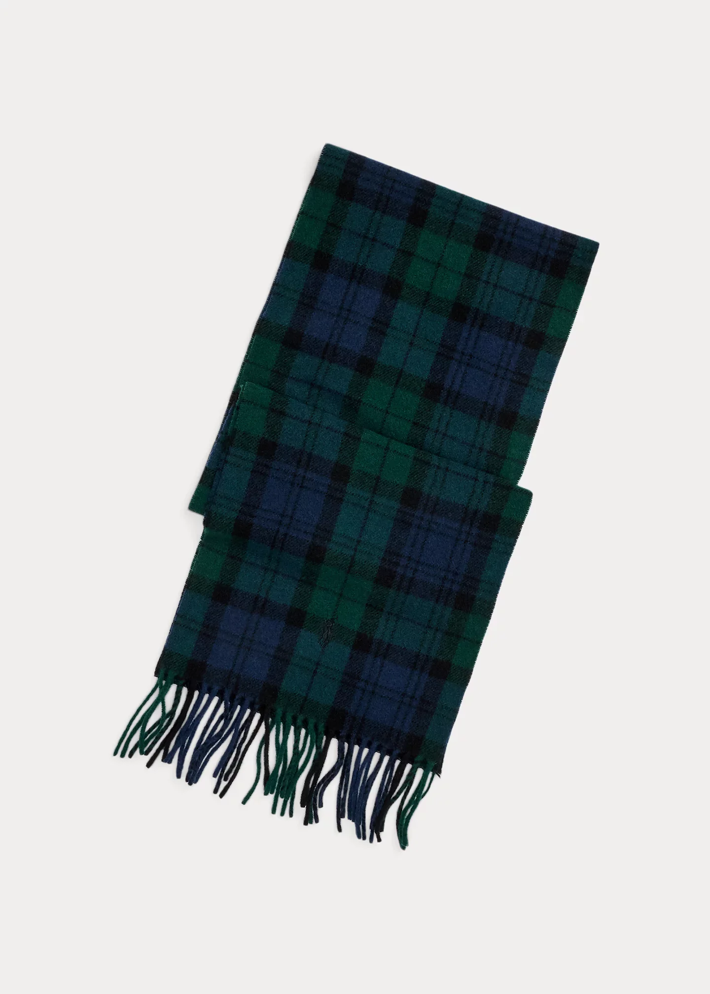 Plaid Fringe Wool Scarf - 1
