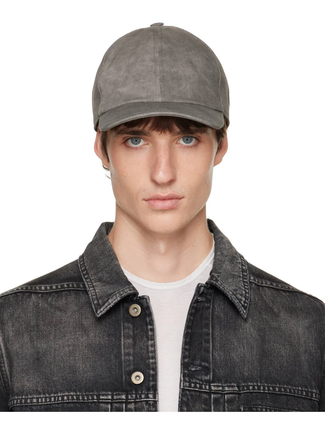 Gray Denim Baseball Cap - 1