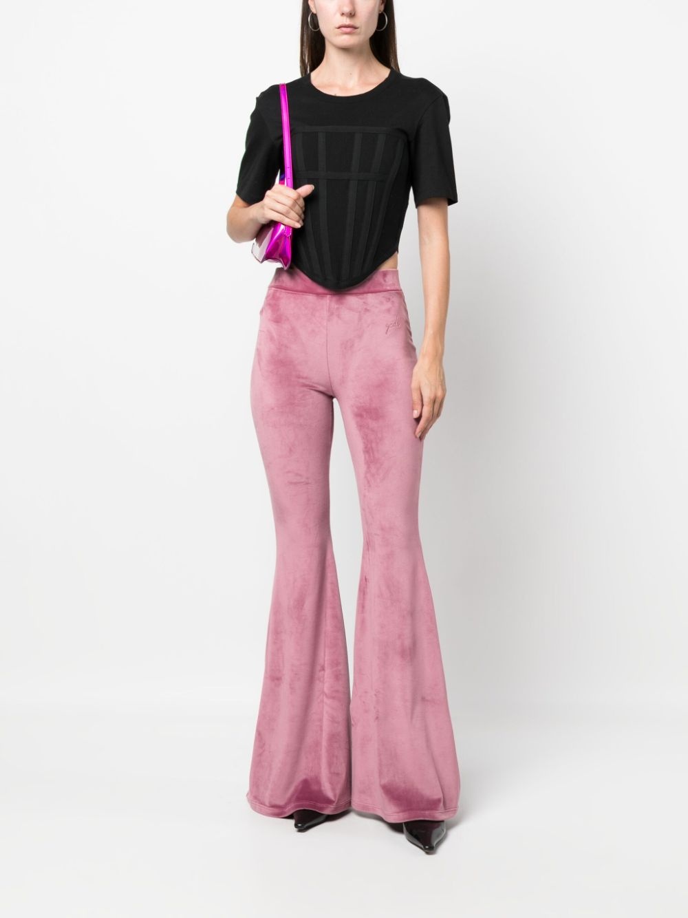 velvet flared trousers - 2