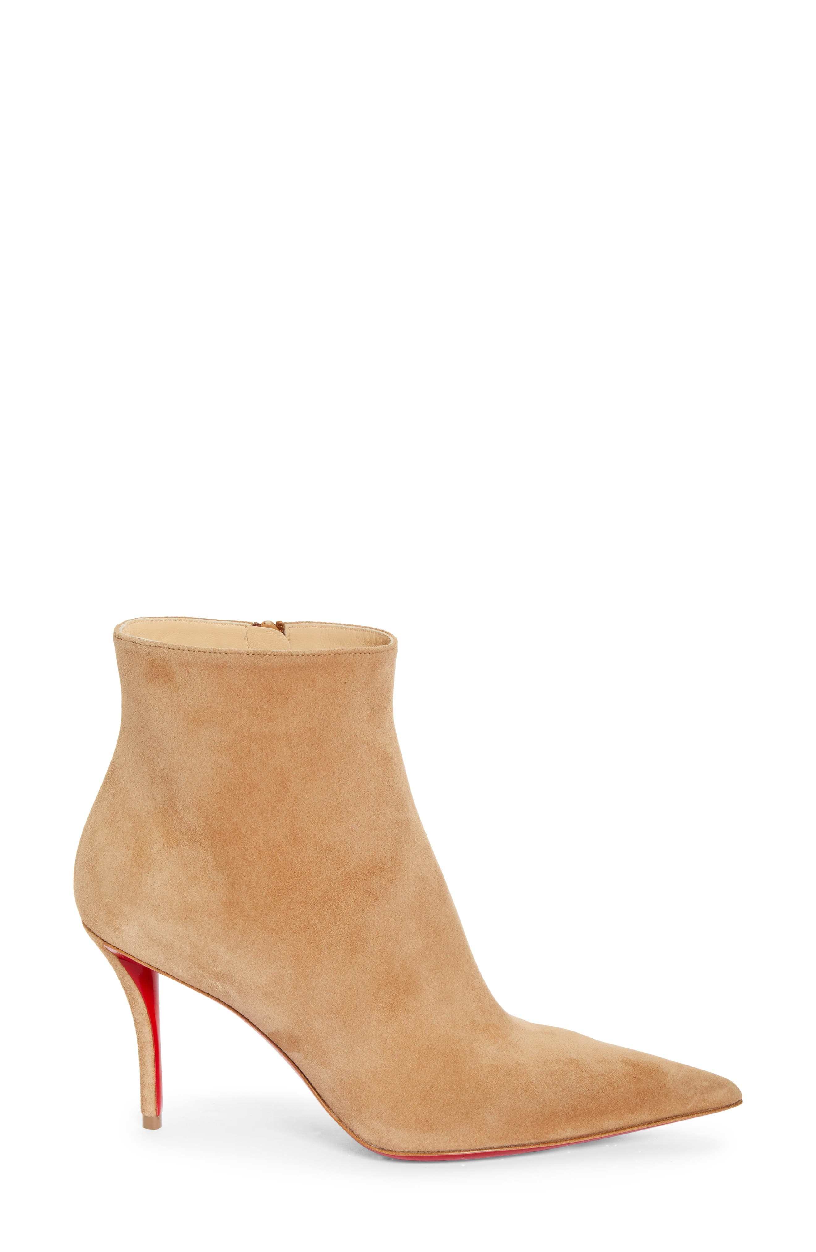 Christian Louboutin Apostropha Pointed Toe Suede Bootie in Lionne at Nordstrom - 3