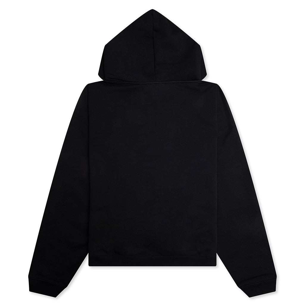 INITIAL BOXY OVERSIZED ZIP THROUGH HOODIE - BLACK - 2
