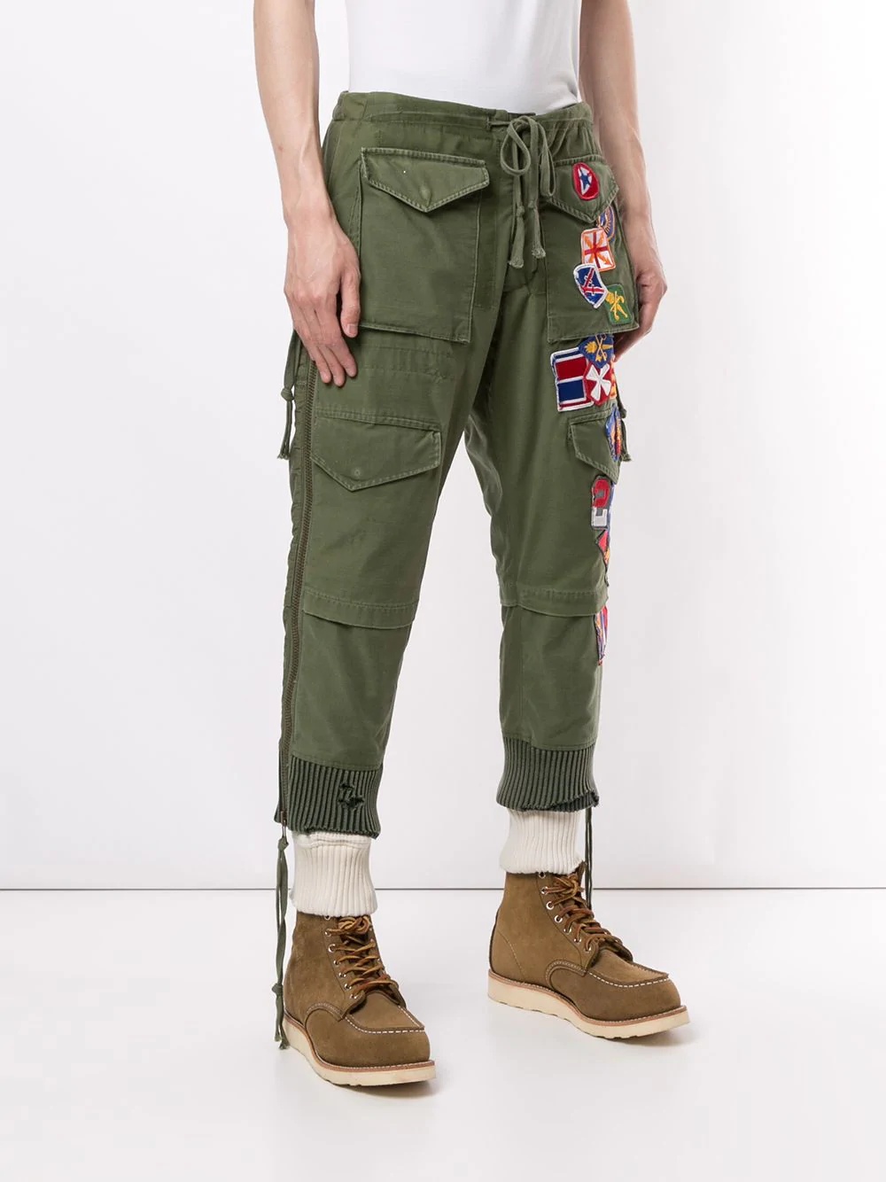 badge embroidered cargo trousers - 3