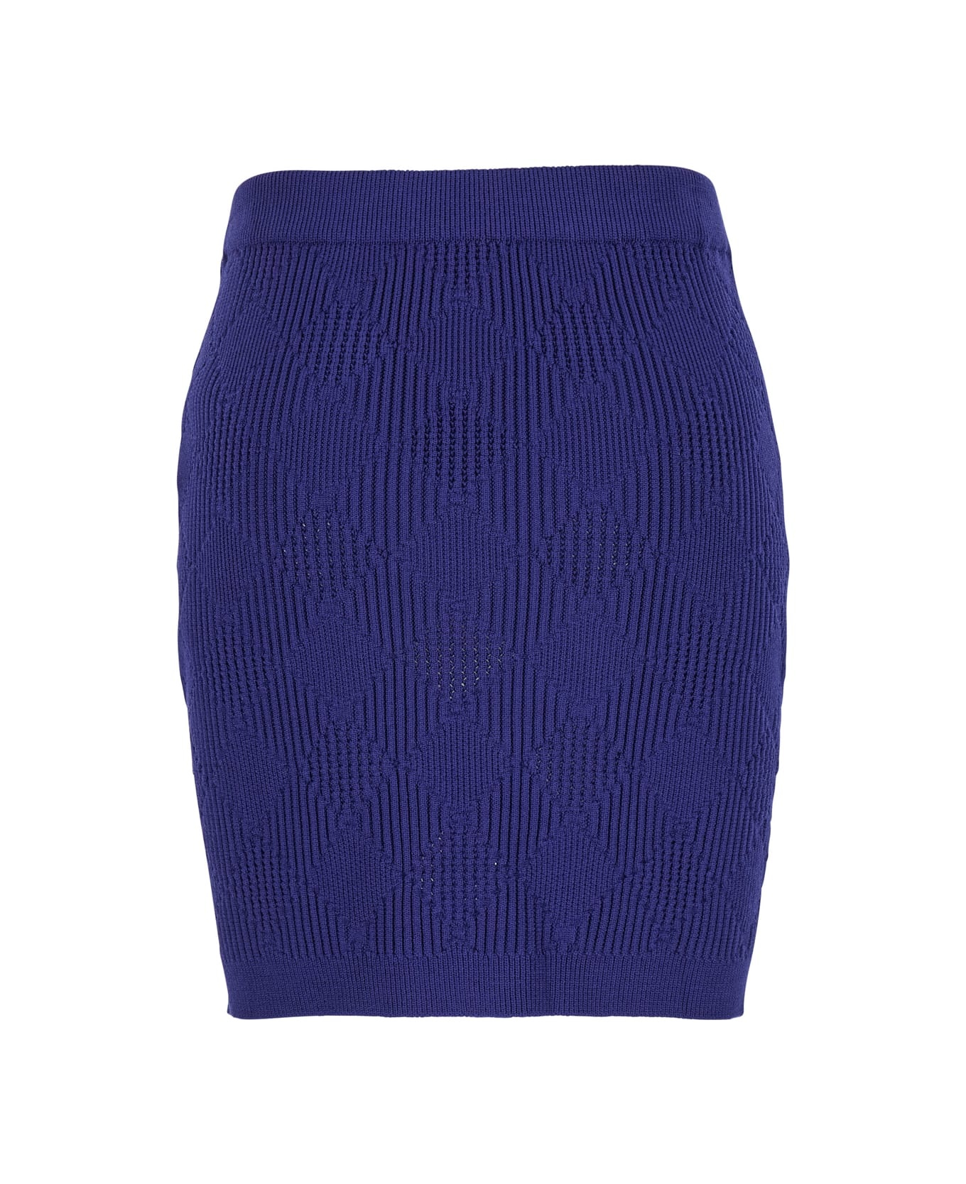 Balmain Blue Mini Skirt With Jewel Buttons In Viscose Blend