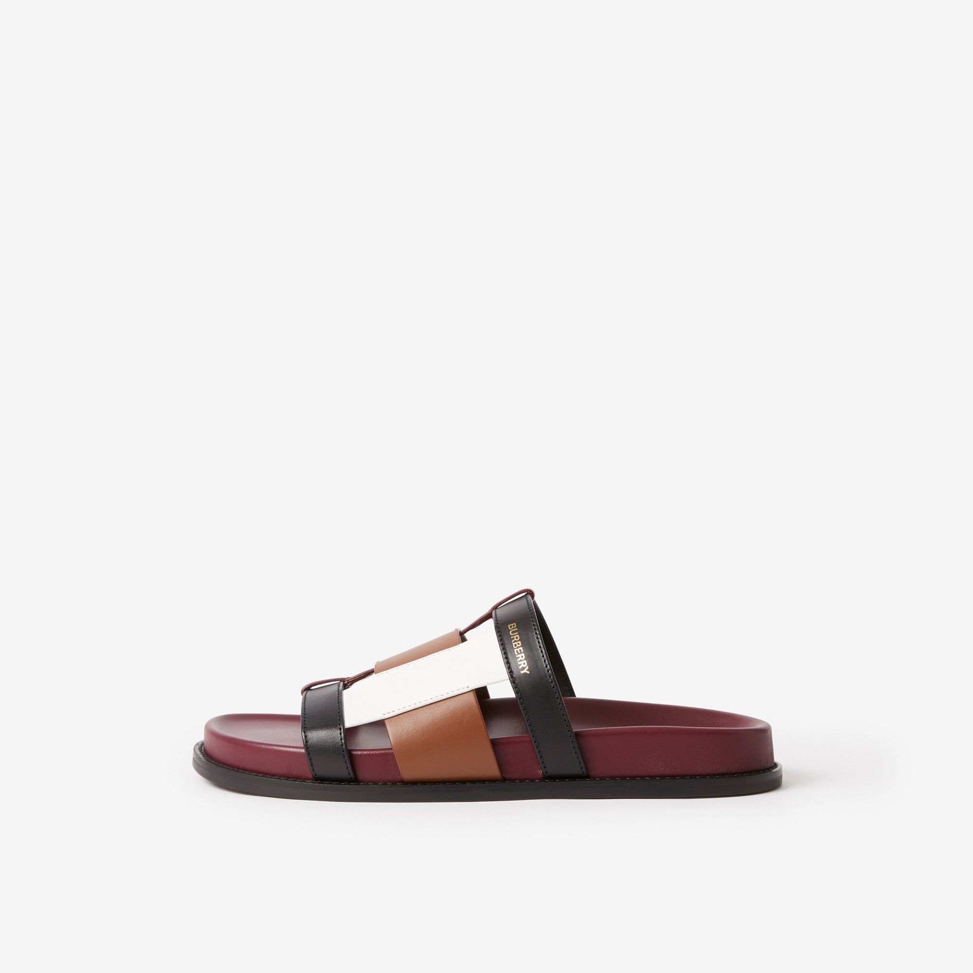 Colour Block Leather Slides - 5