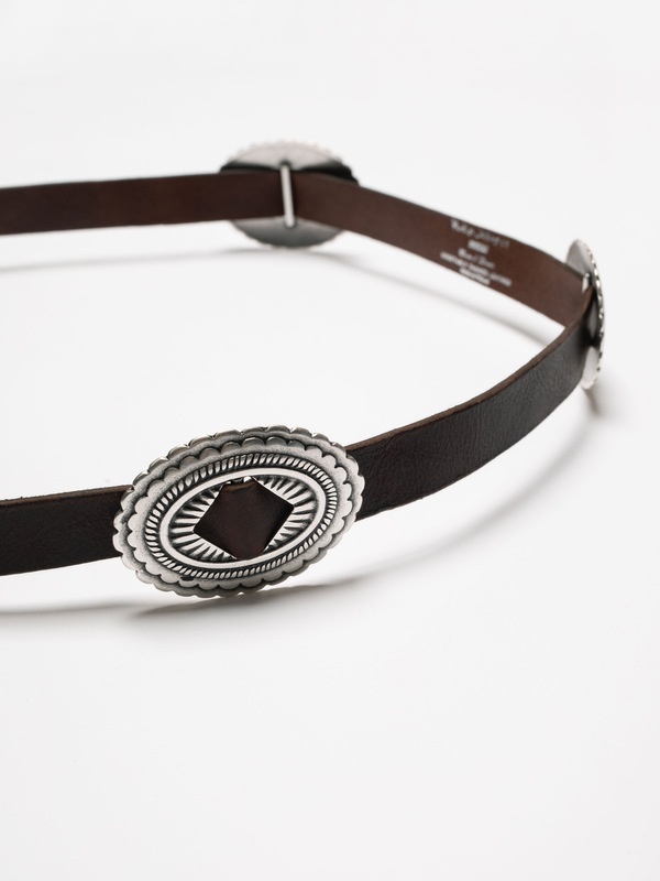 Western Concho Silver Belt Dark Brown - 2