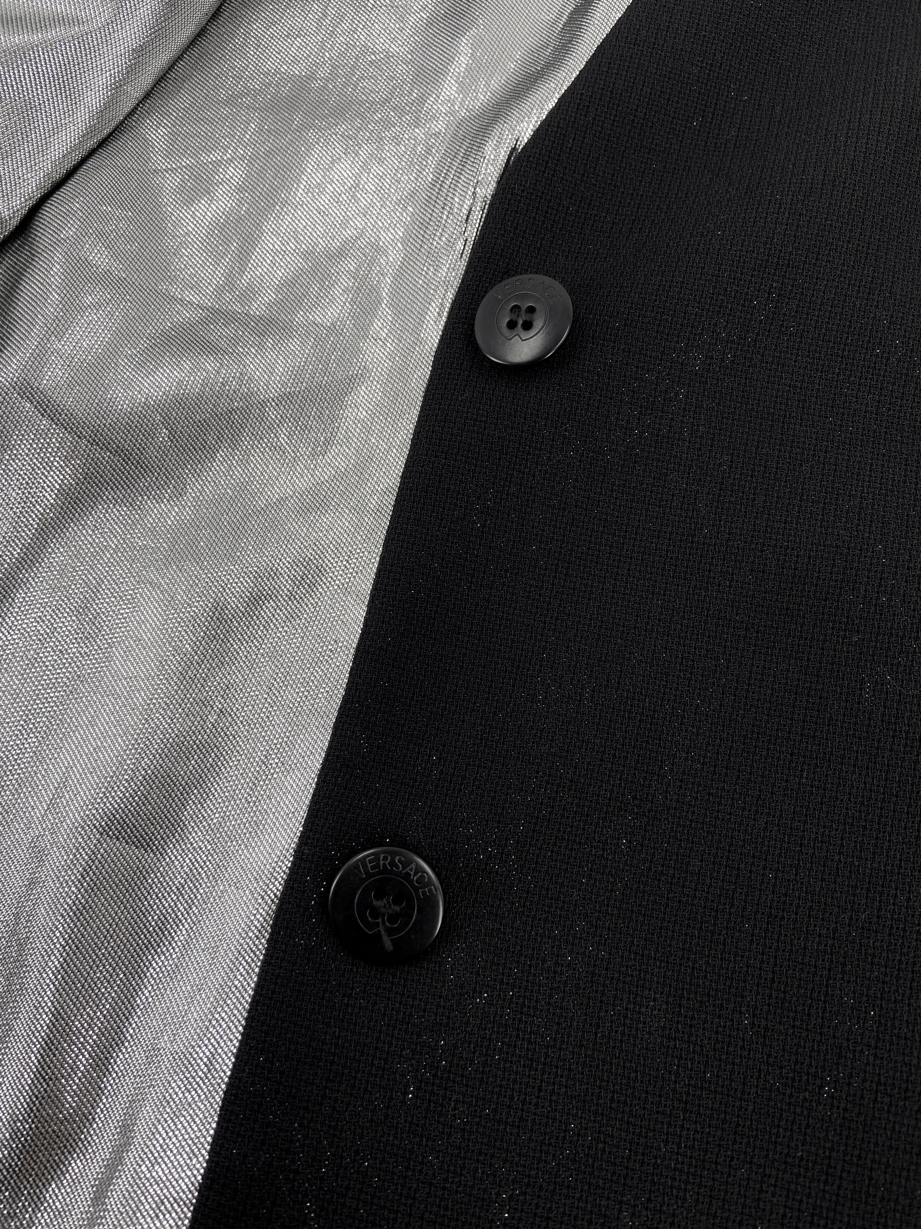 Gianni Versace 90s Glitter Silver Lining Blazer Jacket Skirt Set - 12