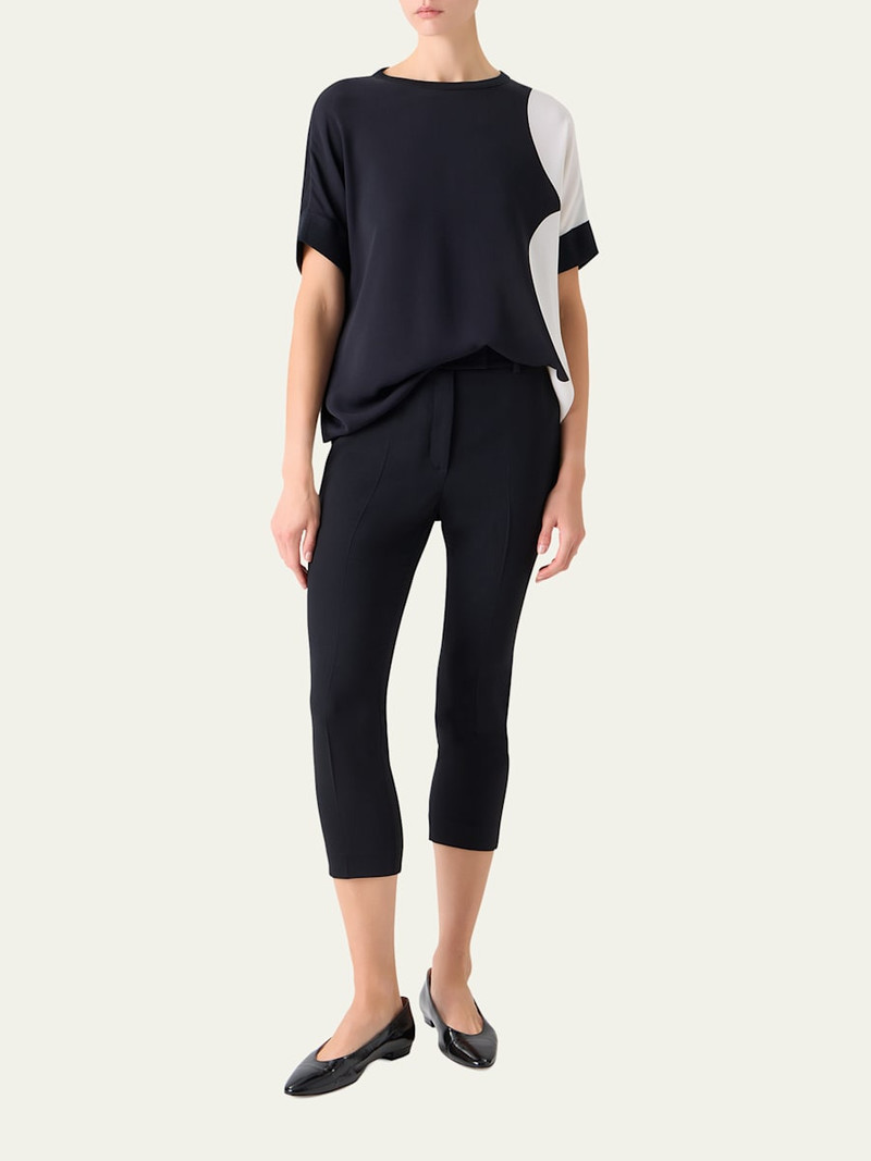 AKRIS Silk-Front Short-Sleeve Sweater outlook