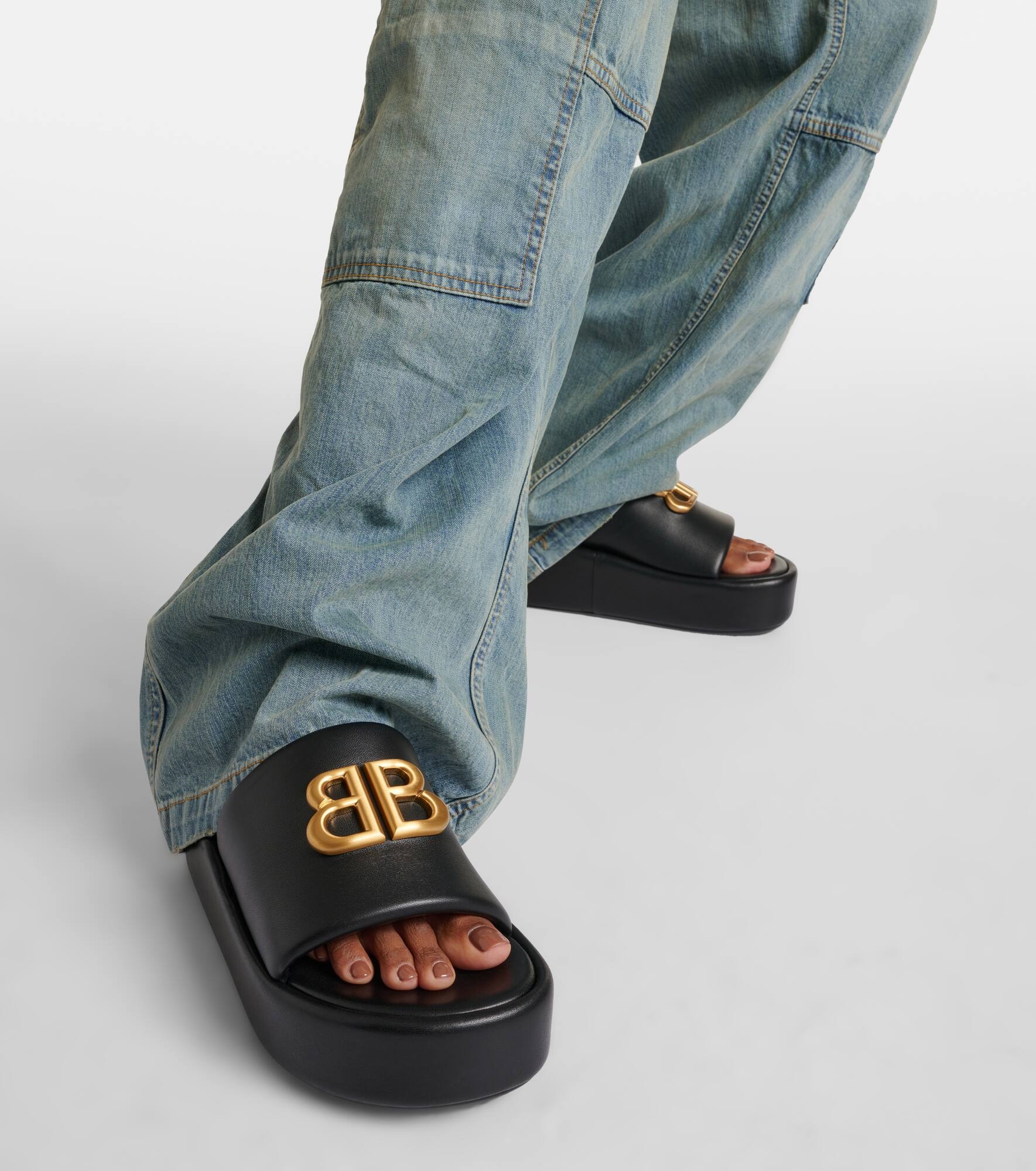 Rise BB leather platform slides - 4