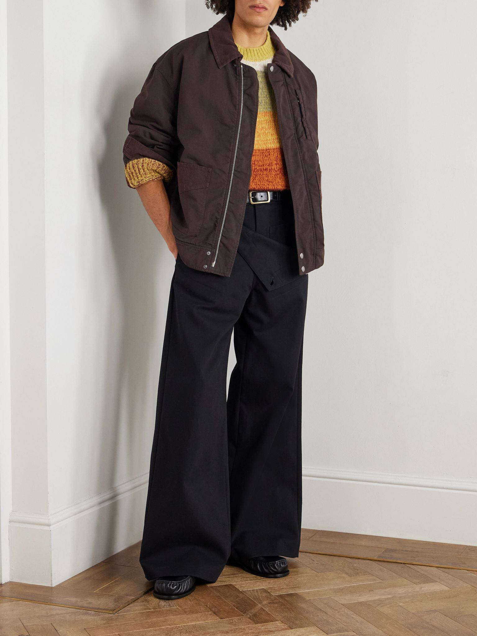 Twill-Trimmed Cotton Jacket Brown - 2