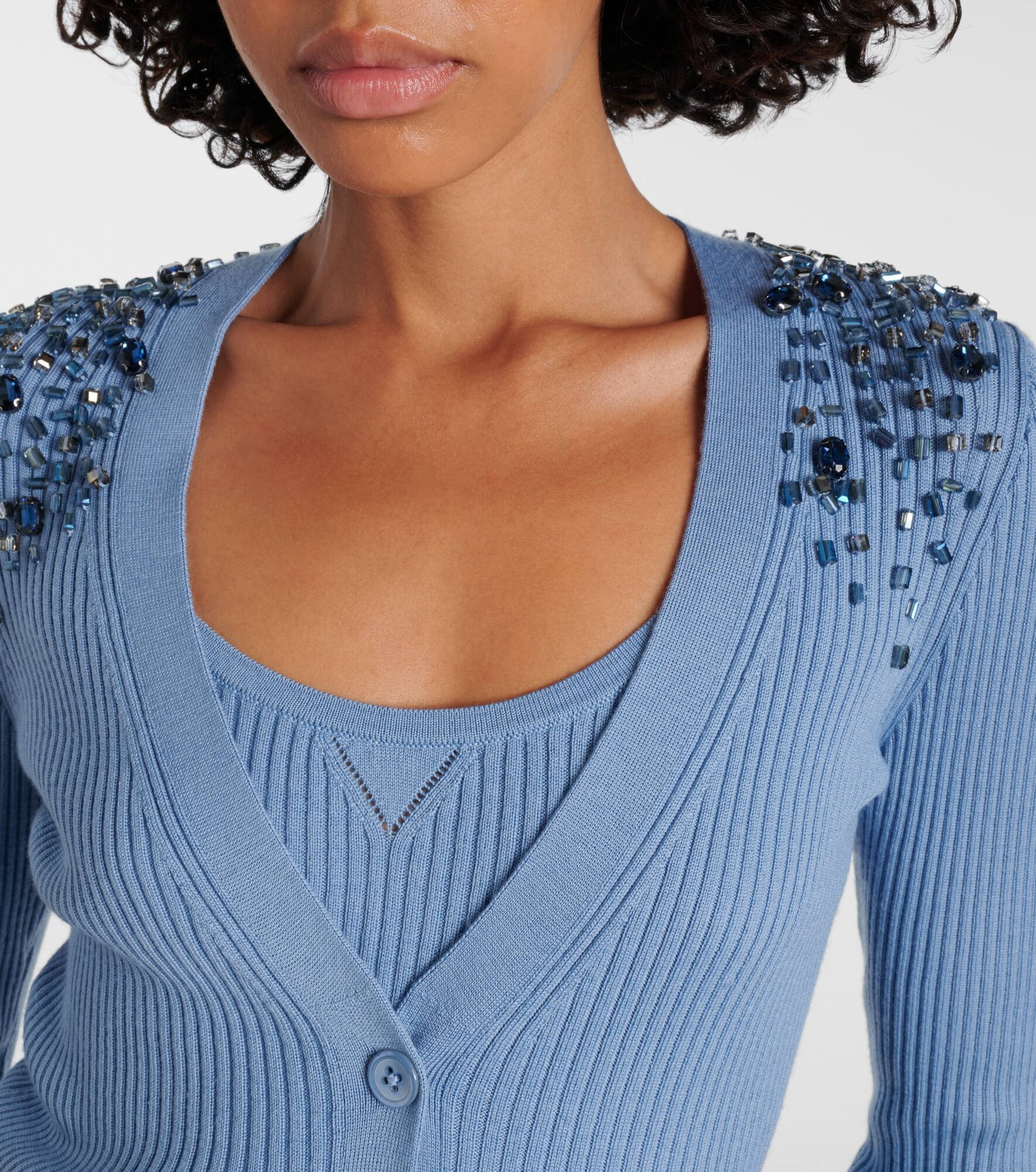 Embellished cardigan and tank top set - 4