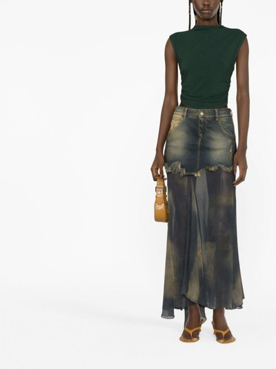Blumarine panelled denim maxi skirt outlook