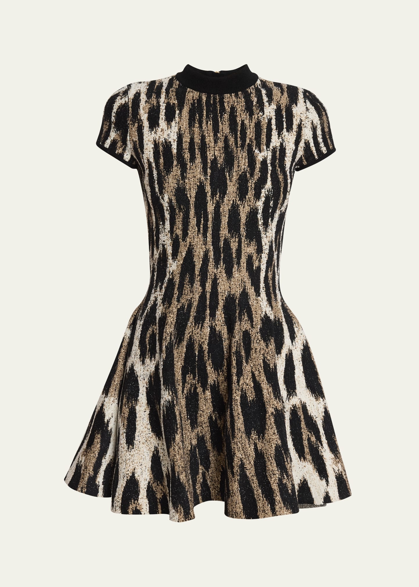 Leopard Jacquard Fit-&-Flare Mini Dress - 1