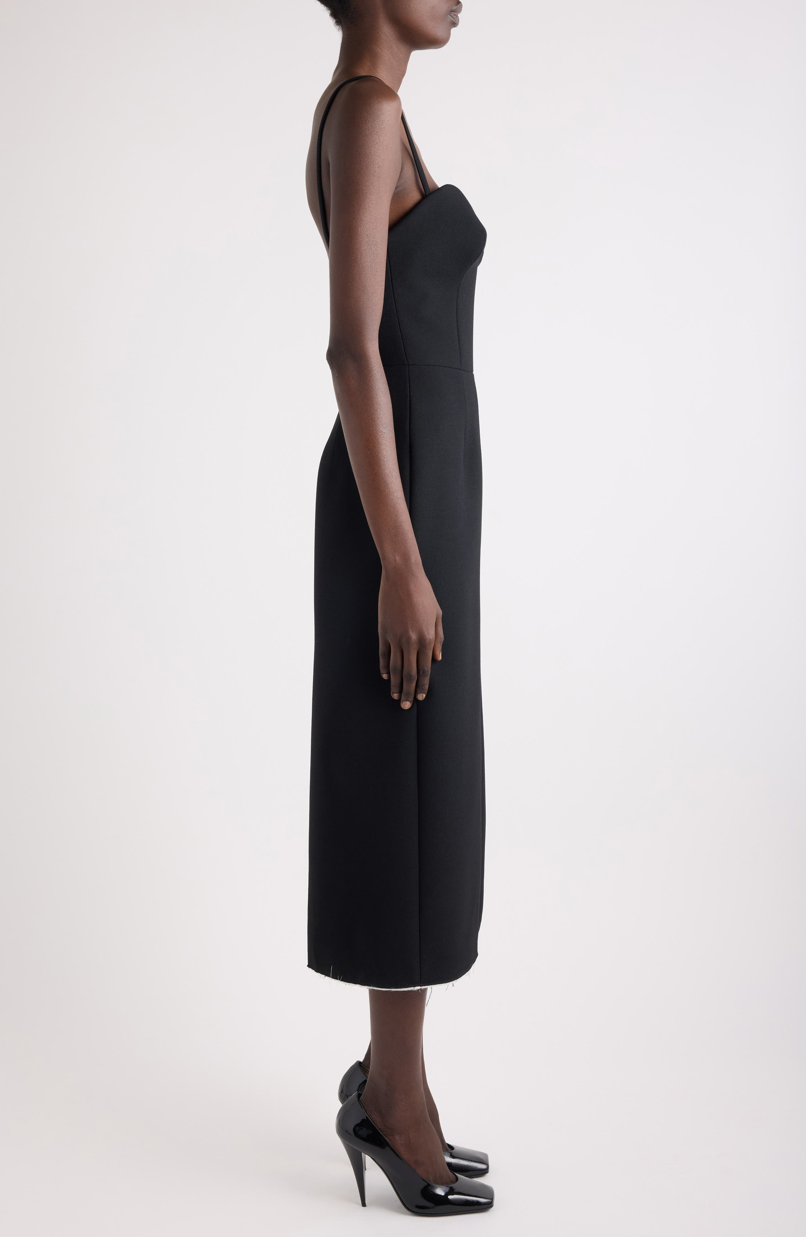 Givenchy Raw Edge Stretch Crepe Midi Dress in Black at Nordstrom - 4
