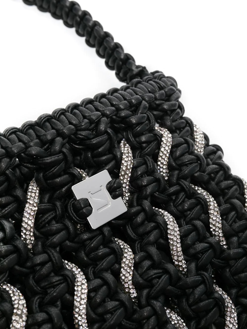 crystal-detail woven tote bag - 5