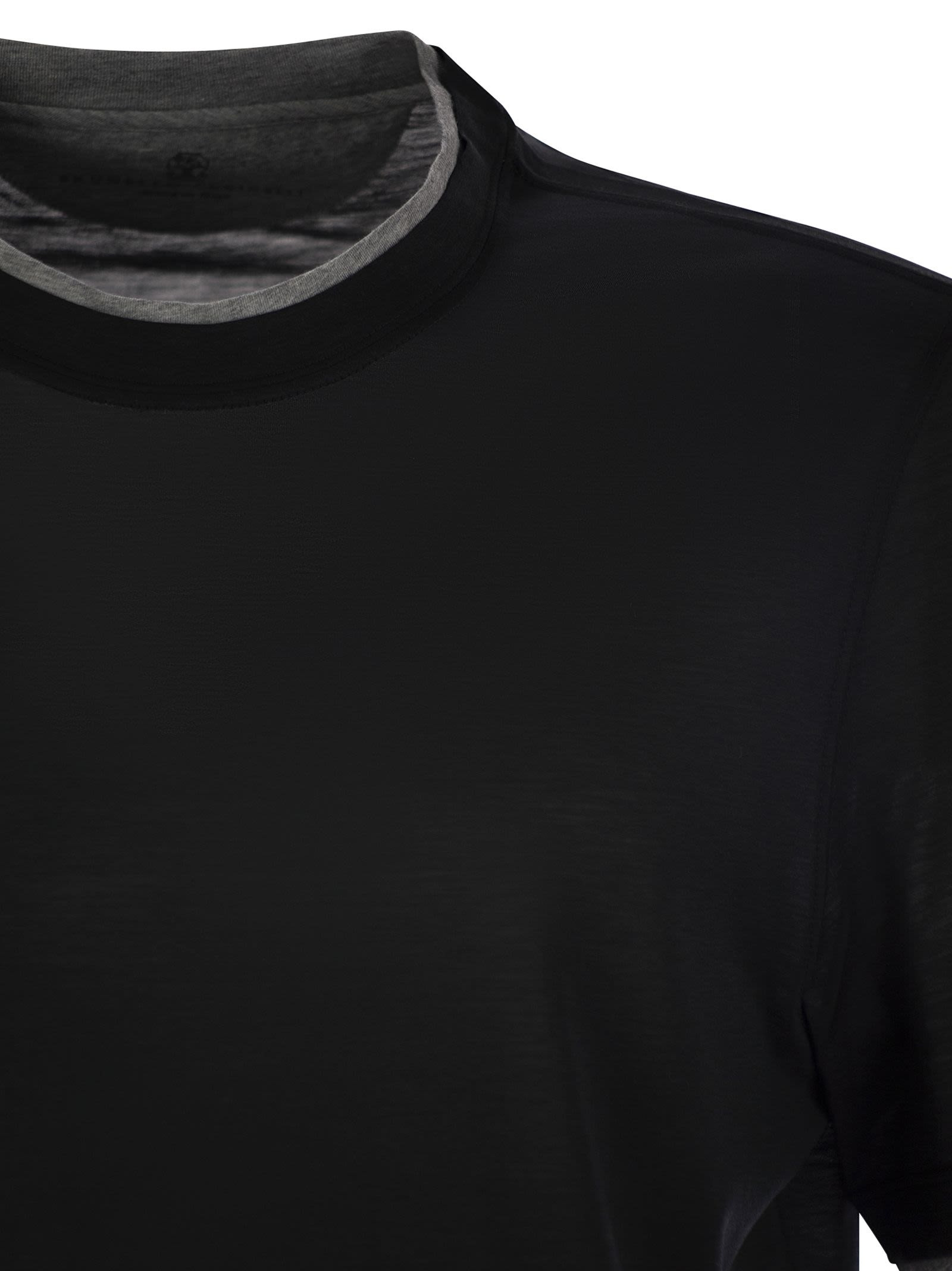 Brunello Cucinelli Men Slim Fit Crew-Neck T-Shirt In Light Silk And Cotton Jersey - 4