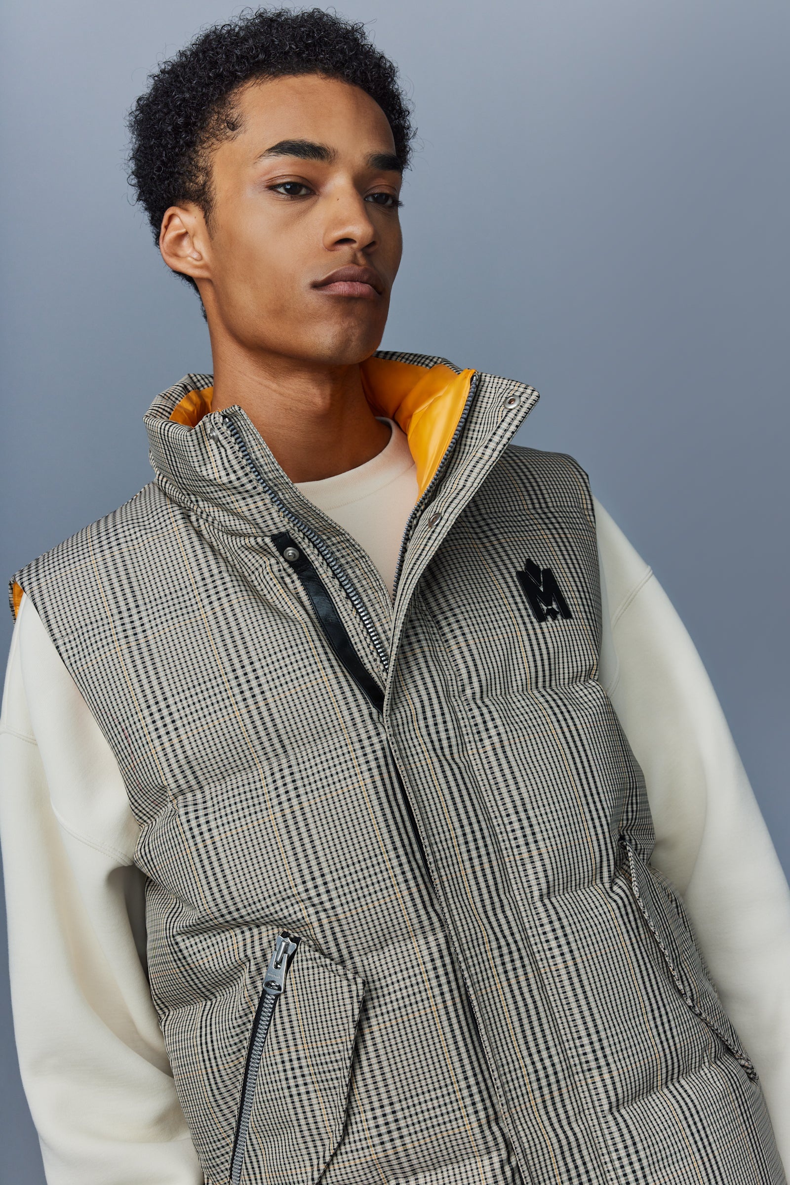 JOSEPH Plaid down vest with funnel collar for men - 5