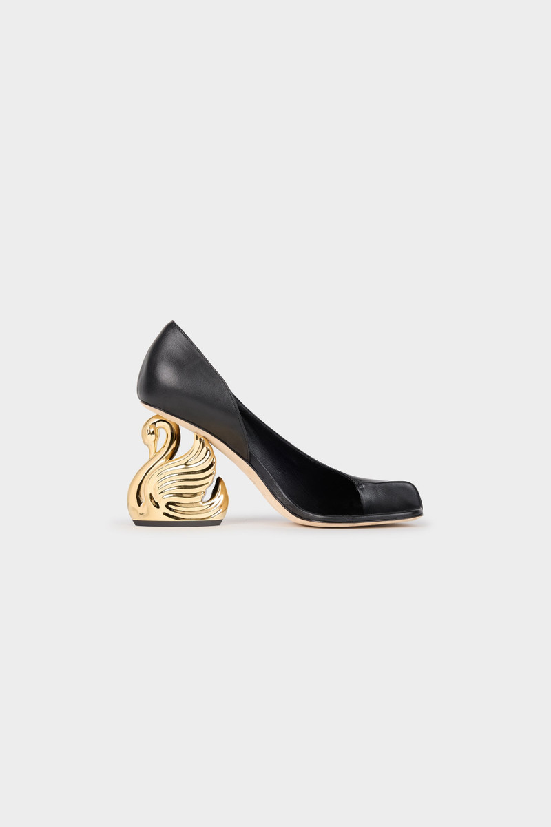 A.W.A.K.E. MODE VESPER SHOES WITH SWAN HEEL BLACK outlook