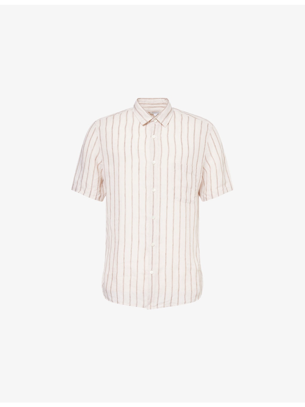 Striped Short-Sleeve Linen Shirt - 1