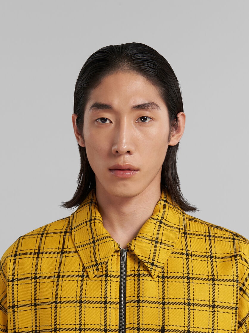 YELLOW CHECKED WOOL JACKET - 4