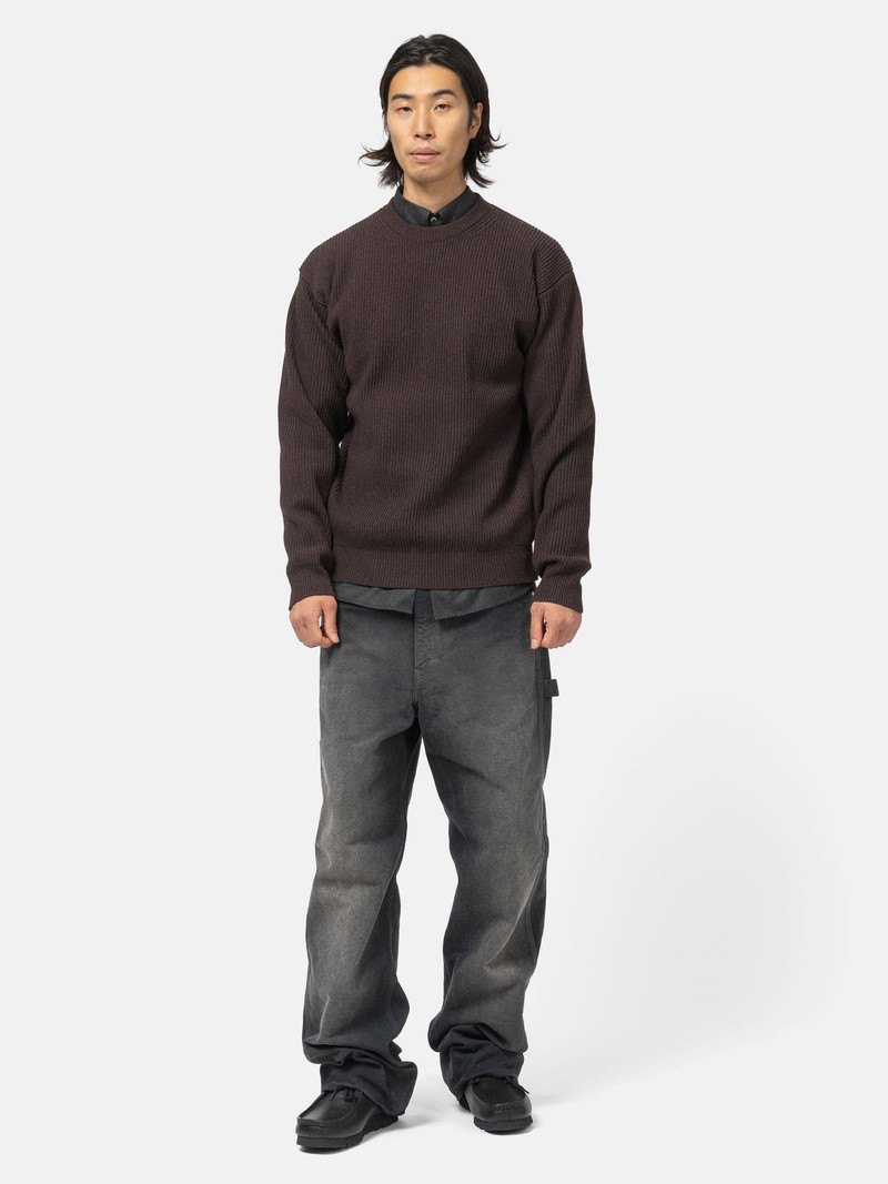 AURALEE Super Fine Wool Rib Knit P/O Top Brown outlook