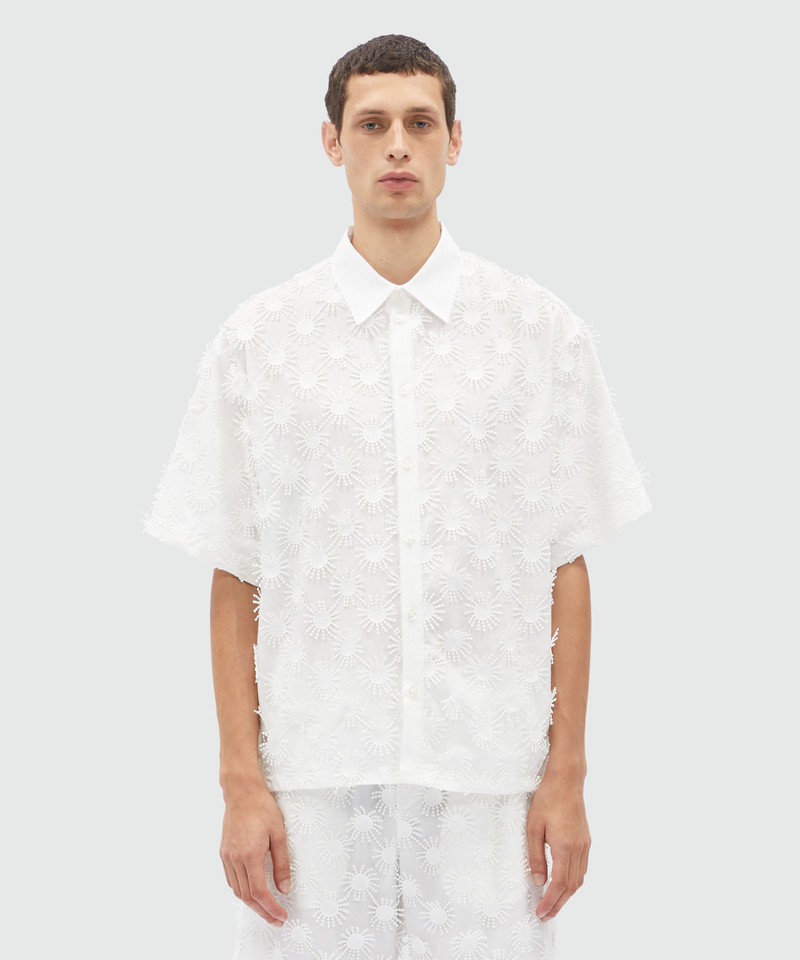 MSGM White poplin shirt with all-over embroidery outlook