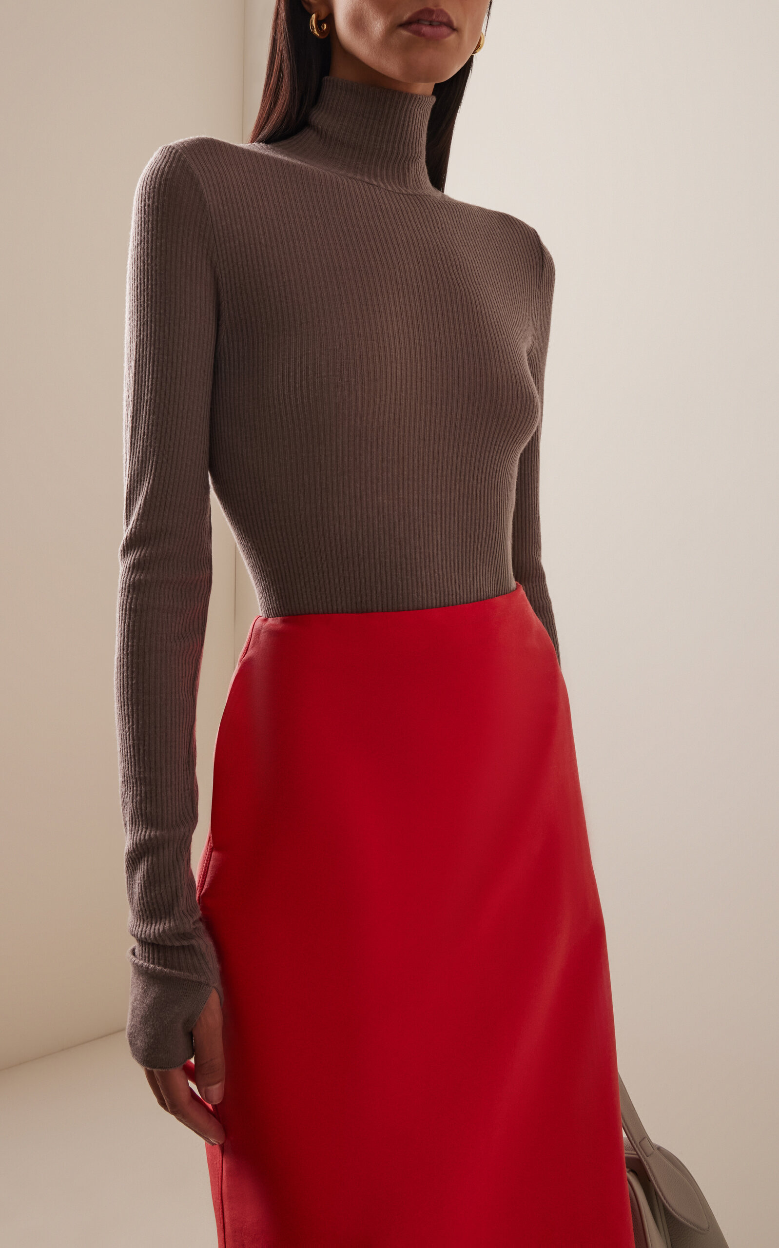 Seamlesss High-Neck Wool Top grey - 2