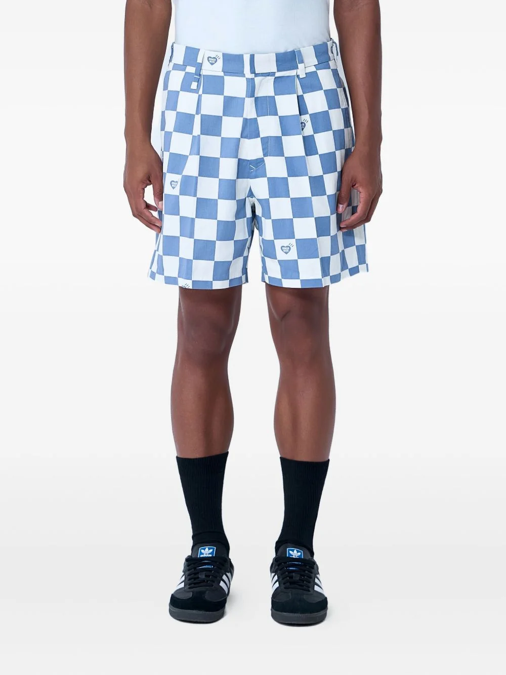 checkerboard-print shorts - 1