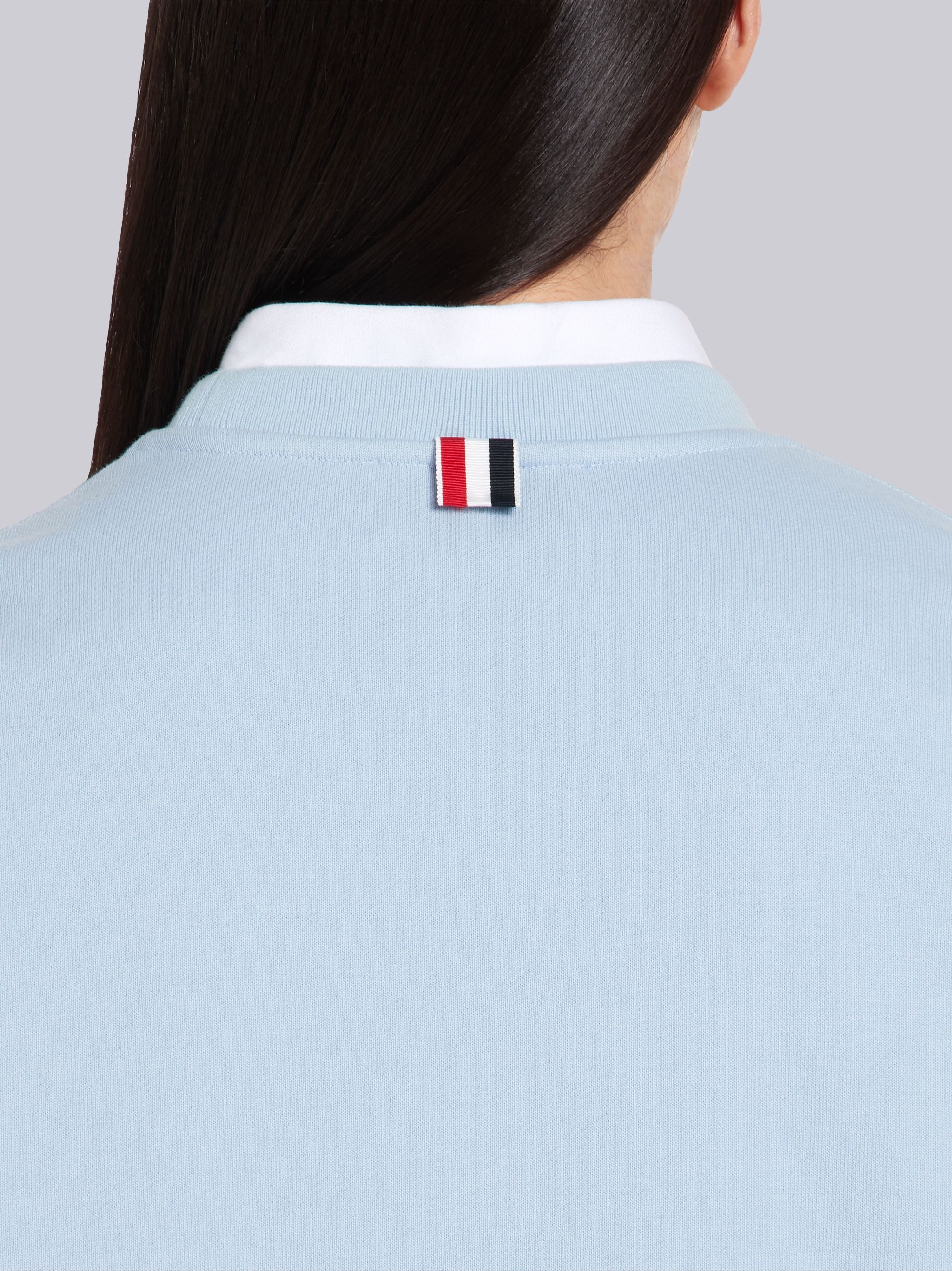 Light Blue Classic Loop Back 4-Bar Sweater Dress - 5