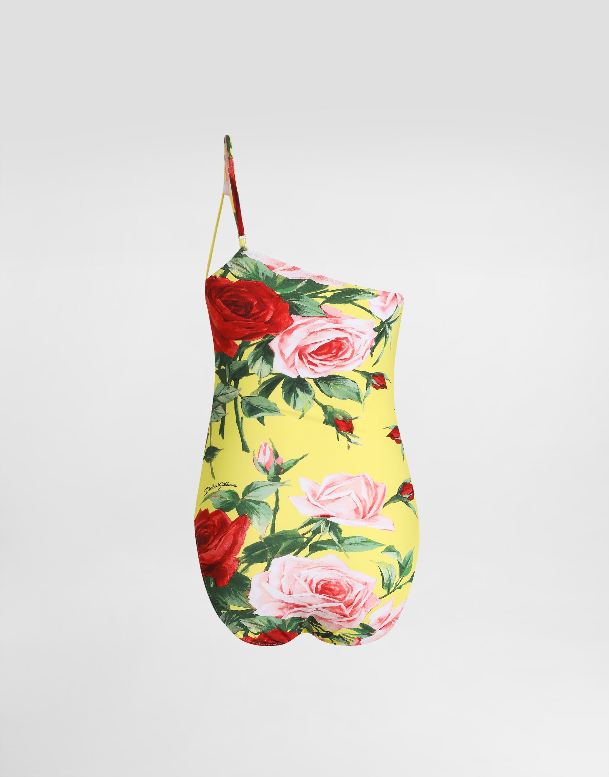 One-shoulder one-piece swimsuit with floral bouquet print - 2
