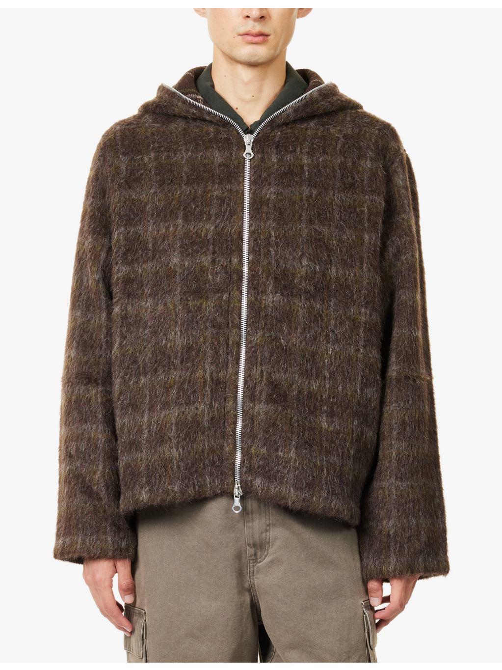 Hooded Check-Print Knitted Hoody - 3