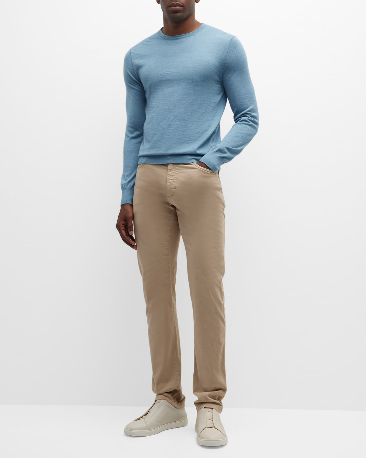 Men's Brushed Cotton 5-Pocket Trousers - 2