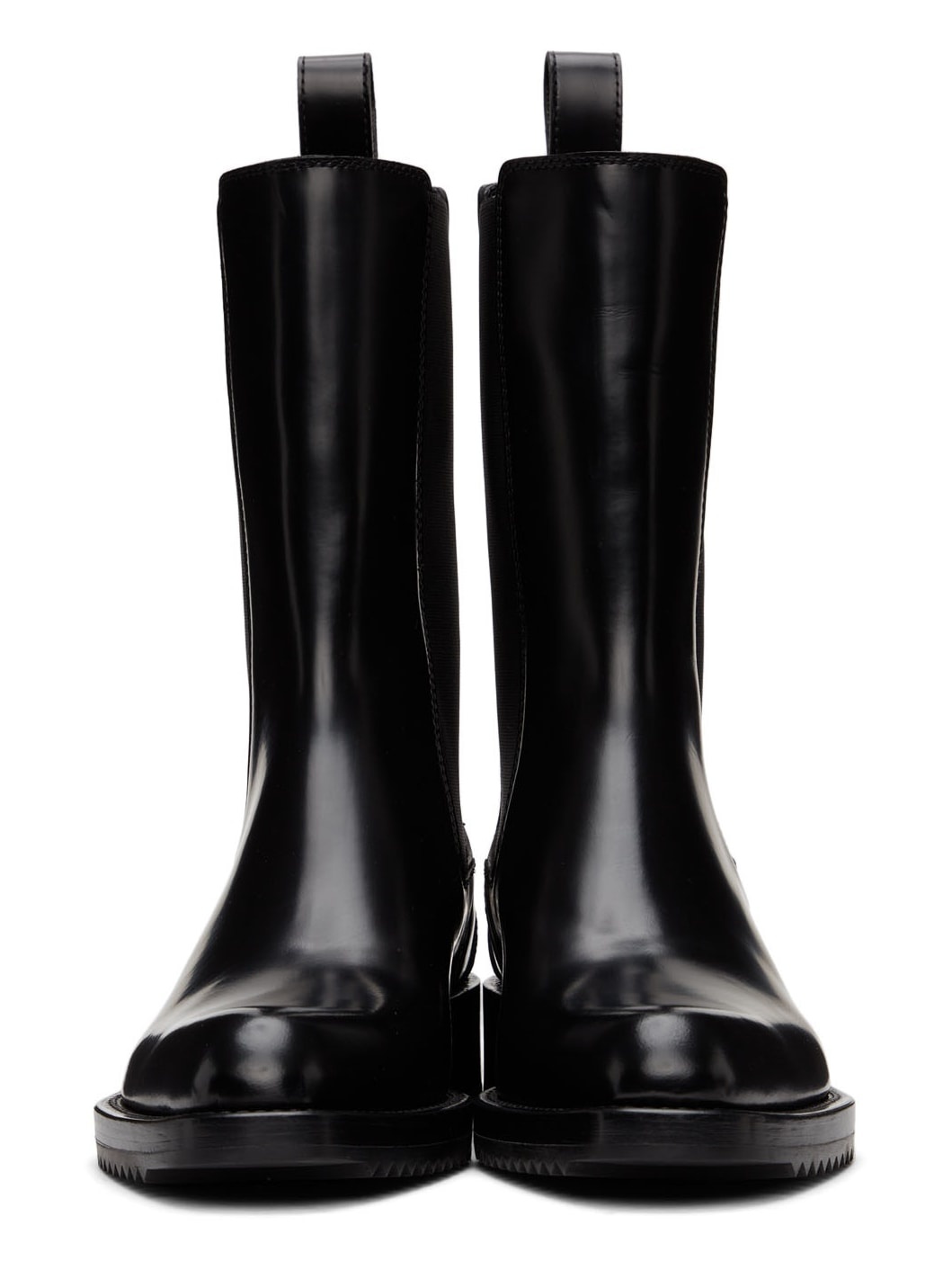 Black Polished Leather Chelsea Boots - 2