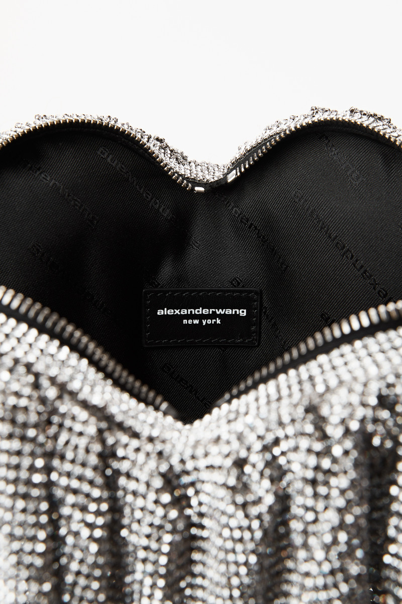 HEART PILLOW CLUTCH IN CRYSTAL MESH 5