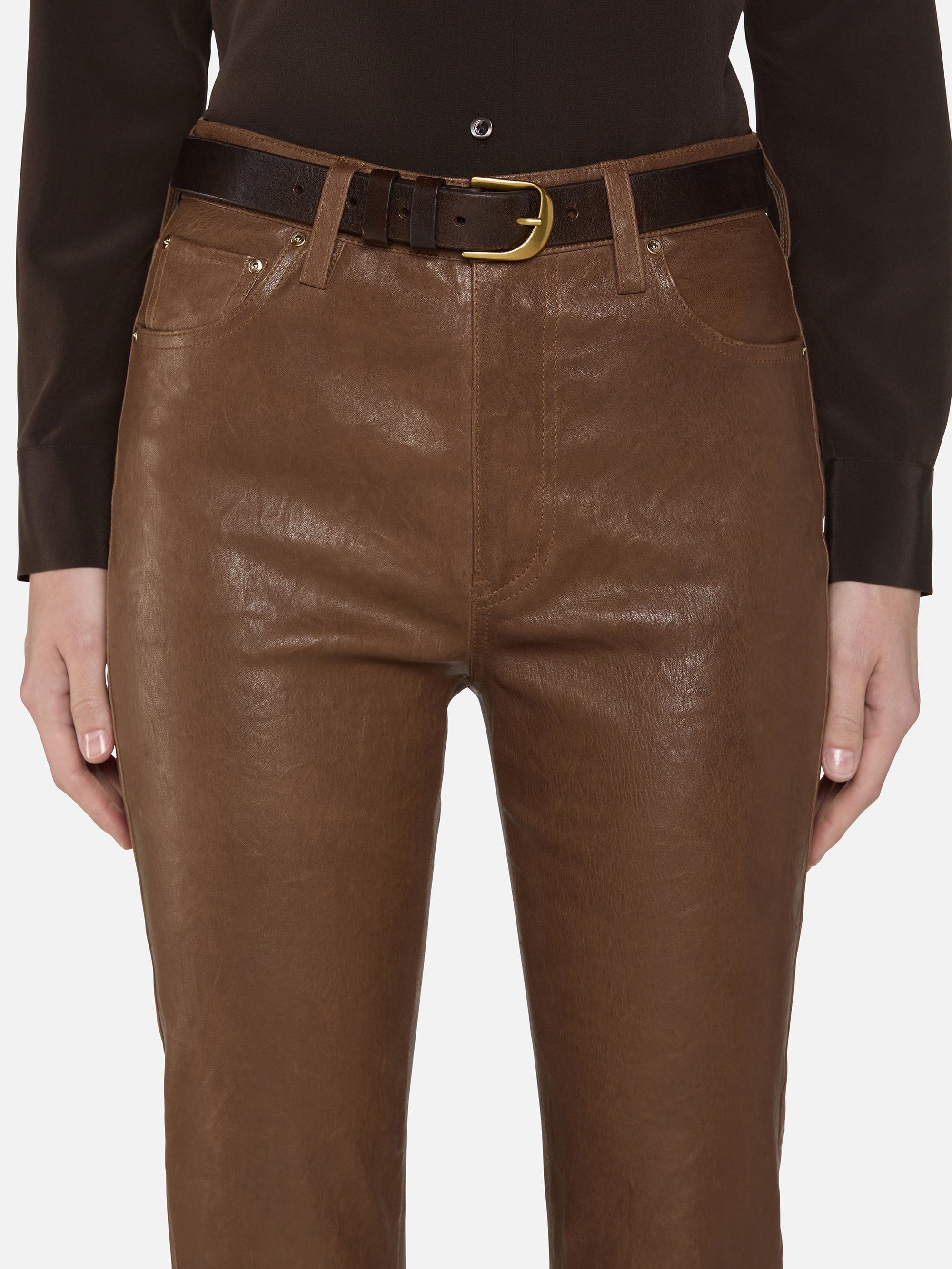 The Leather Reboot Crop in Cedar - 3
