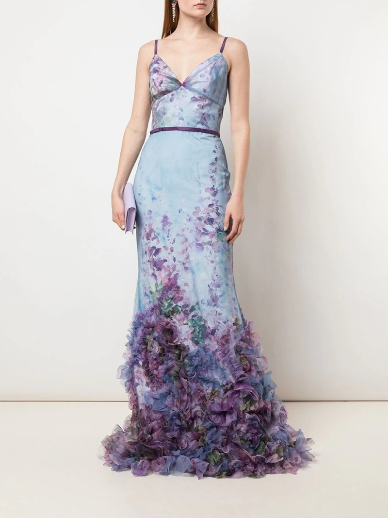 FIT-TO-FLARE FLORAL TEXTURE GOWN 1