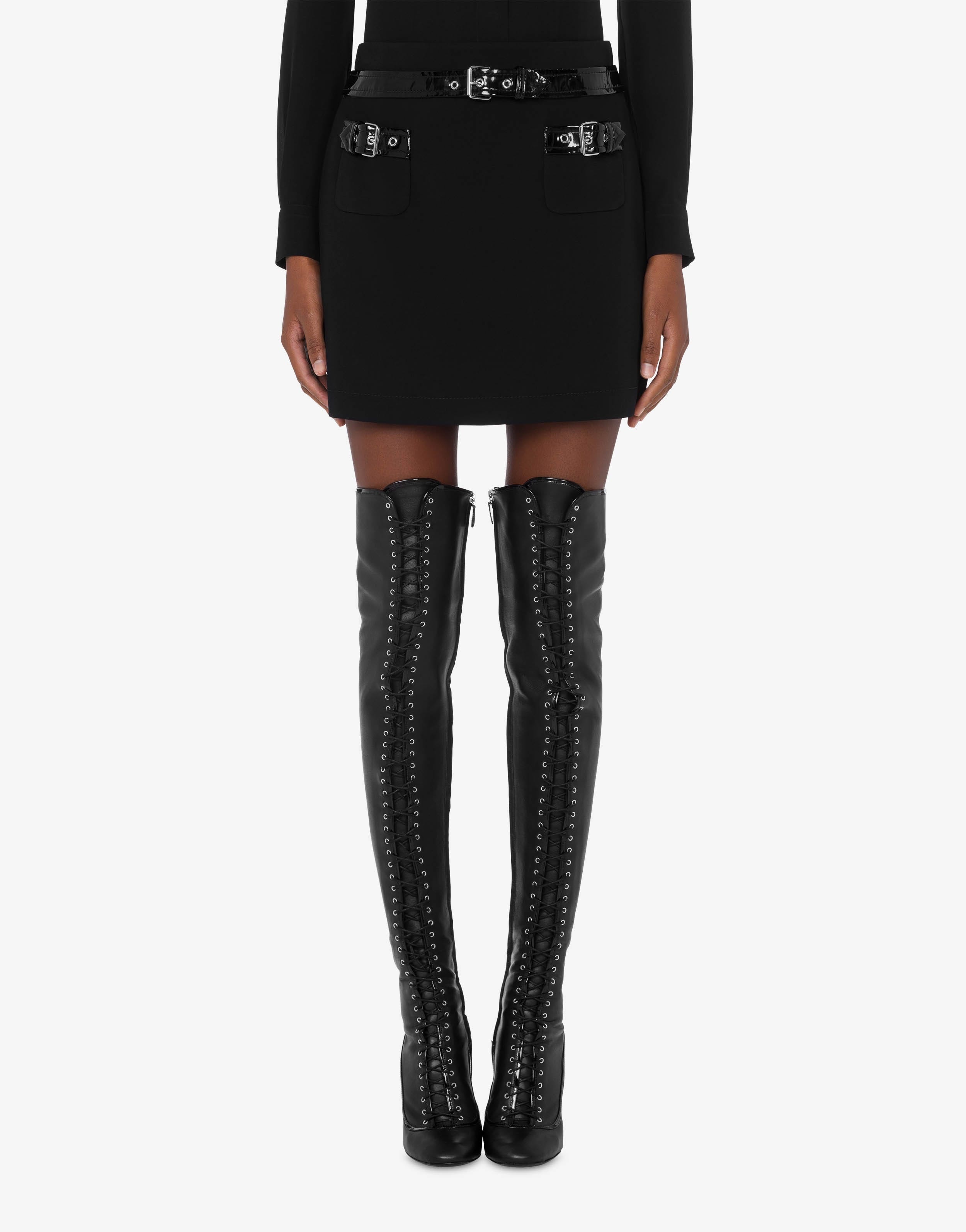 BONDAGE BUCKLE CADY STRETCH MINI SKIRT - 2