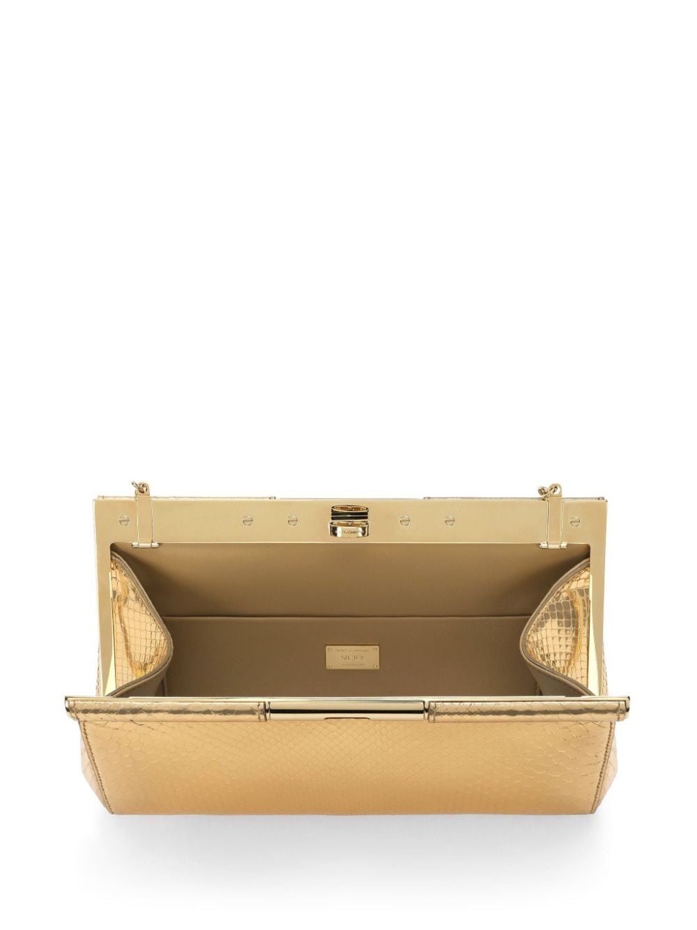 snakeskin-effect clutch bag - 5