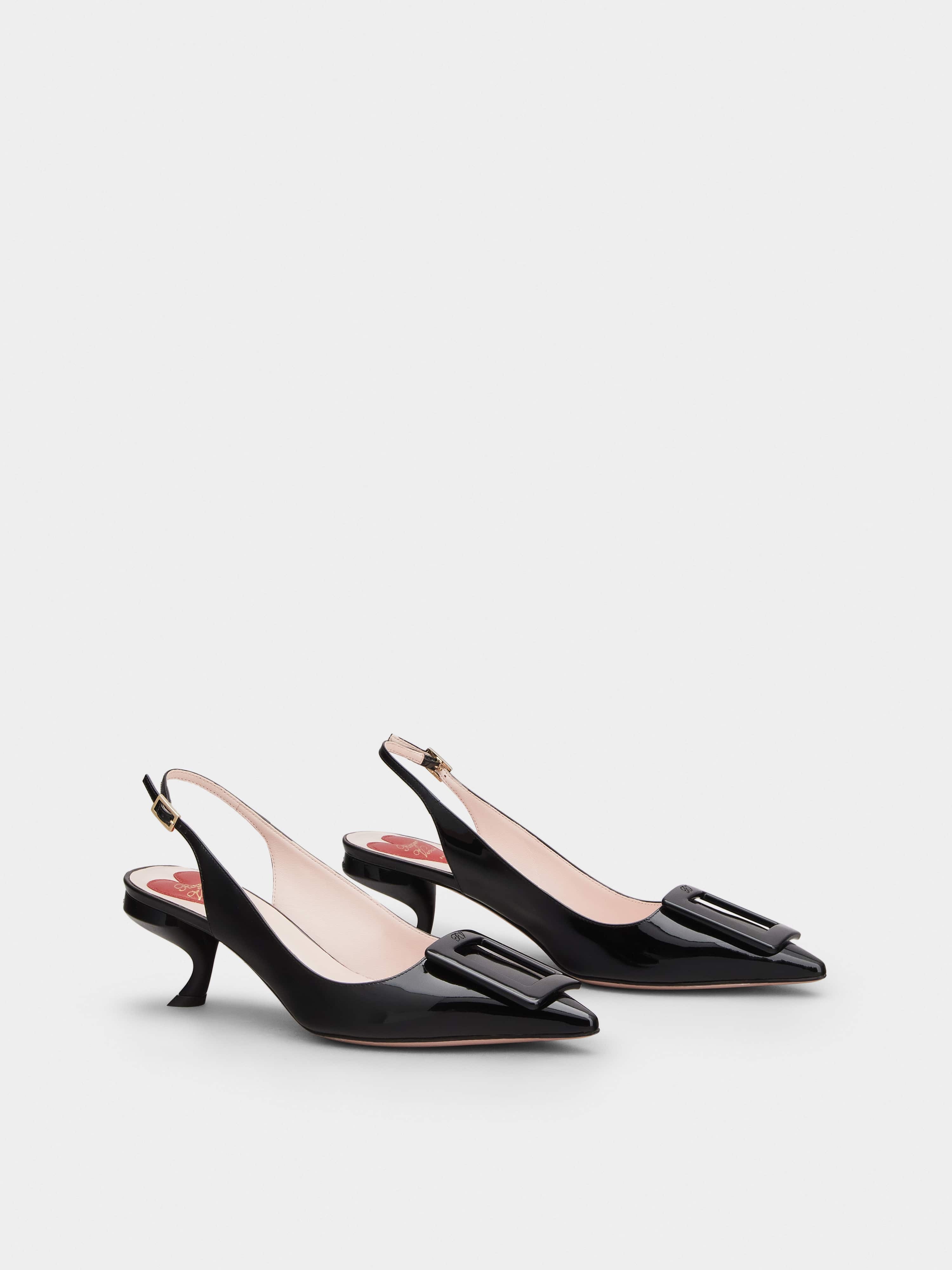 Virgule Lacquered Buckle Slingback Pumps in Patent Leather - 2