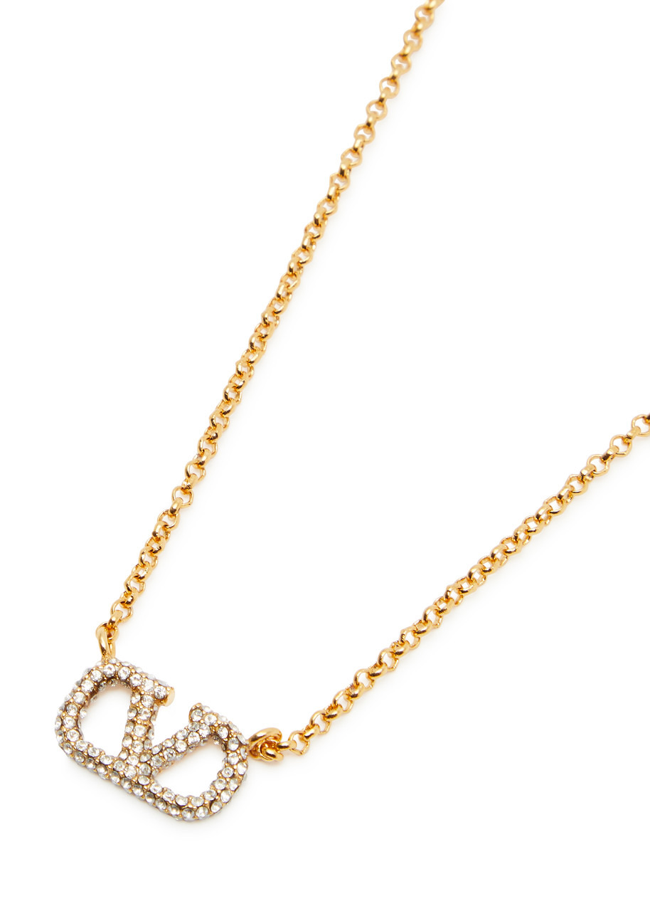 Valentino Garavani VLogo crystal-embellished necklace - 3