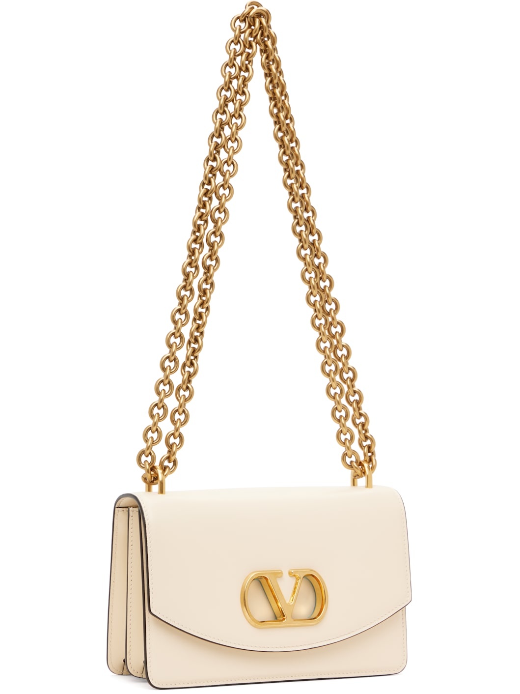 Beige Shiny Calfskin Vain Shoulder Bag - 2